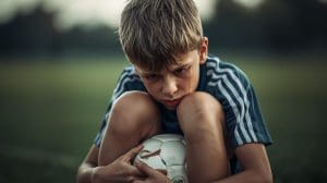 8 year old boy who plays soccer crying
