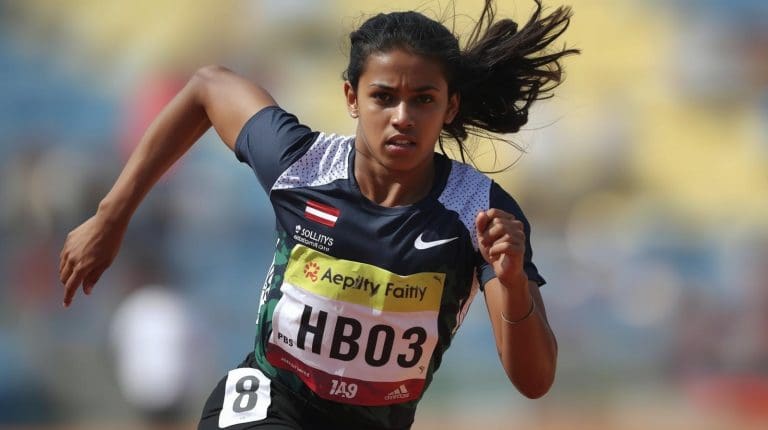 girl aged 14 doing athletics