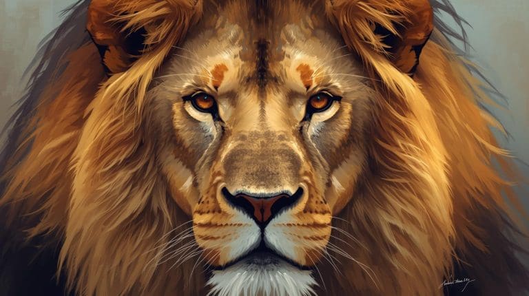 lion looking brave