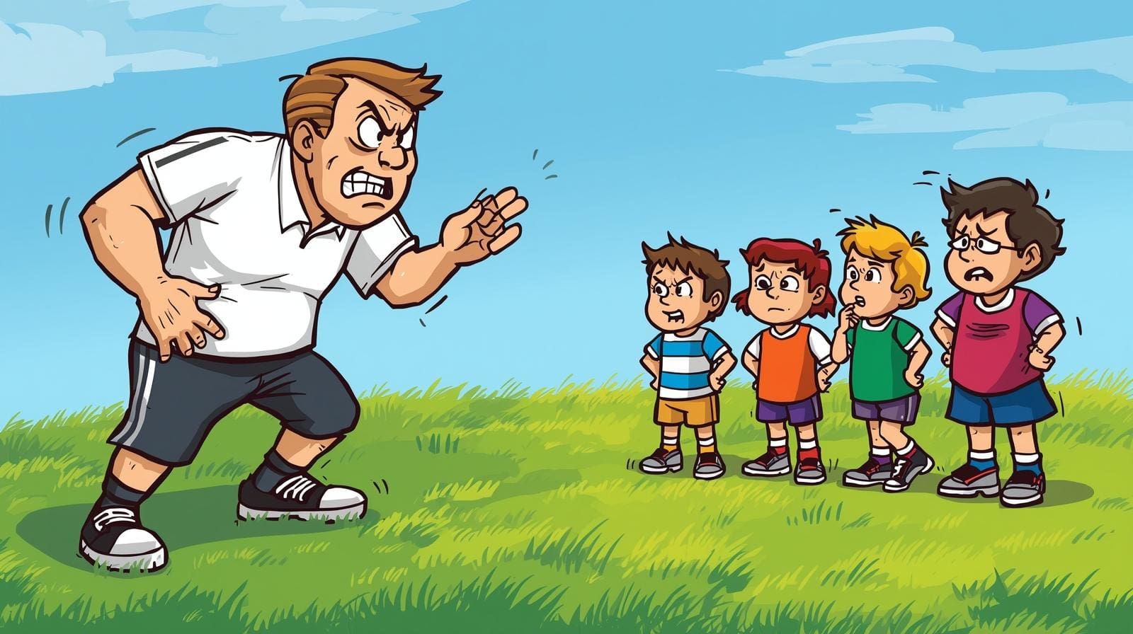sport coach getting angrywith young kids